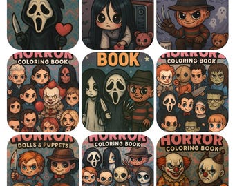 Creepy Chibi Horror Icons Coloring Book Bundle (A4 PDF)