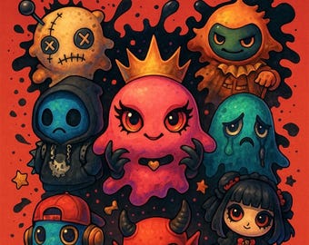 Creepy-Cute Horror Coloring Book: Chibi Monsters, Gothic Kawaii Art