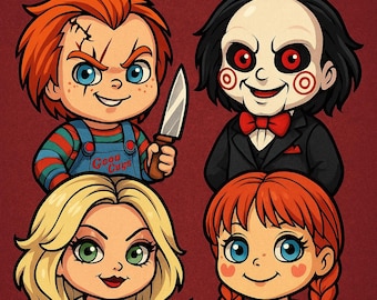 Creepy Chibi Dolls Coloring Book, Gothic Horror Puppets (PDF Download)