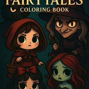 Creepy Cute Horror Chibi Coloring Page | Gothic Kawaii Spooky Line Art | A4 Digital Download for Adults & Teens