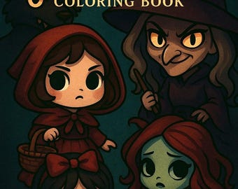 Gothic Kawaii Coloring Pages | Creepy Chibi Line Art (Digital Download)