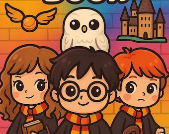 Wizard Academy Coloring Book: Chibi Characters, Spells (Digital Download)