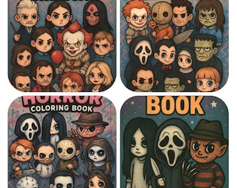 Creepy Chibi Horror Icons Coloring Books | Halloween Printable (A4 PDF)