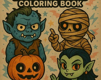 Livre de coloriage monstre effrayant | 30 dessins d'horreur chibi (PDF imprimable)
