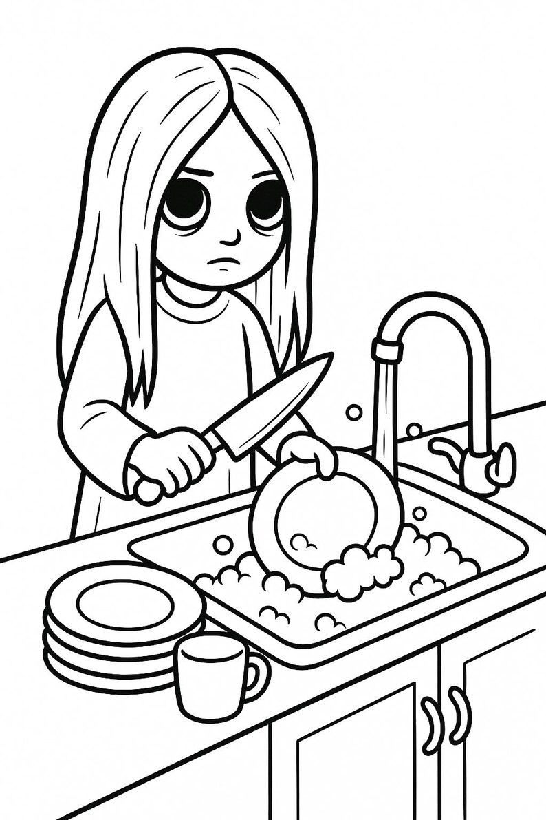 Cute Horror Icons Coloring Book Funny Scary Movie Monsters in