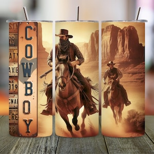 Western Cowboy Tumbler Wrap PNG, 20 oz Skinny Rodeo & Country Sublimation Design for American Cowboy Gift, Digital Download