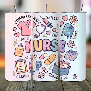 Nurse Life Tumbler Wrap PNG, 20 oz Skinny Tumbler Sublimation Design for Nurse Appreciation Gift, Digitally Download