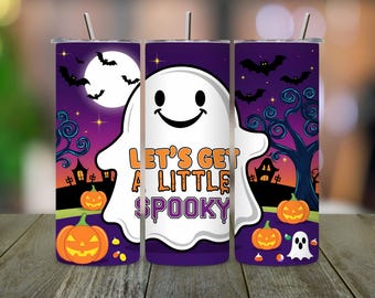 不気味なゴーストタンブラー昇華デザイン、ハロウィンタンブラーラップ（PNG、デジタルダウンロード）
