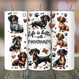 Dachshund tumbler wrap, dog lover tumbler, cute dachshund png, 20oz skinny sublimation design, digital download, pet wrap art