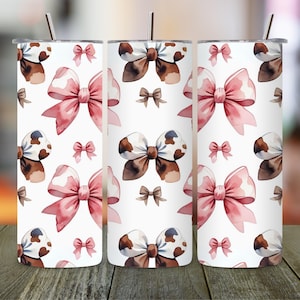 Coquette Tumbler Wrap PNG: Pink Bows & Plaid Ribbon (20oz Skinny Sublimation Design, Digital Download)