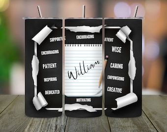 Customizable Teacher Tumbler Wrap: Origami Birds, Wildflowers PNG (Digital Download)