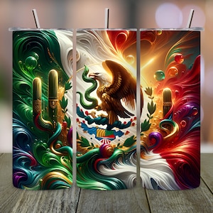 Mexican Flag Tumbler Wrap: 20oz Sublimation Design (PNG Digital Download