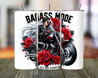 Biker Babe Tumbler Wrap: Sarcastic Motorcycle Girl PNG (20oz Skinny Tumbler Digital Download