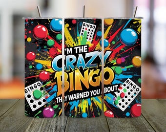 Crazy Bingo Lady Tumbler Wrap PNG: Funny Sublimation Design (Digital Download)