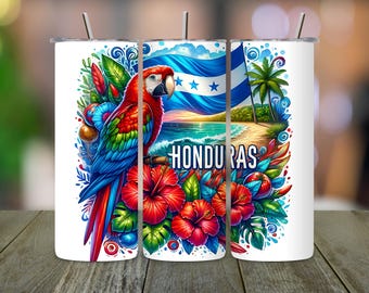 ホンジュラス国旗タンブラー PNG：昇華デザイン（デジタルダウンロード）