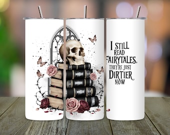 Tumbler avvolgente con teschio gotico: design a sublimazione Dark Romance (download digitale PNG)