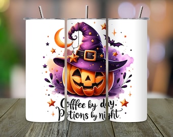 ハロウィンコーヒーポーションタンブラーデザイン：20オンススキニータンブラーラップ（PNGデジタルダウンロード）