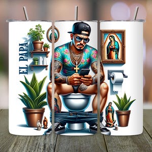 El Papa Funny 20oz Skinny Tumbler Sublimation Design, Dad Tumbler Wrap,  Spanish Latino PNG Design, Chicano Sublimation, Digital Download