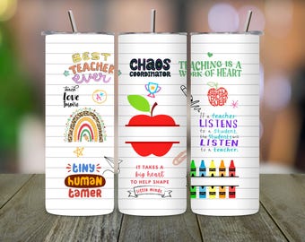 Teacher Tumbler Sublimation Design: Custom Name Wrap PNG (Digital Download