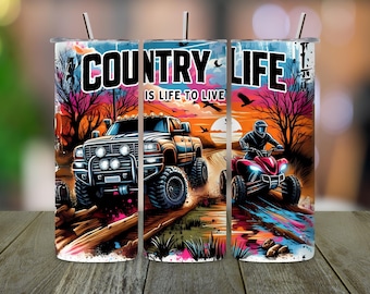 Off-Road Truck Tumbler Wrap: Country Life PNG Design (Digital Download)