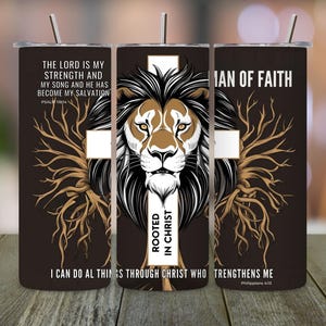 Man Of Faith  Bible Verse 20oz Skinny Tumbler Design PNG, Christian Man Rooted In Christ Tumbler Tumbler Wrap, Instant Download