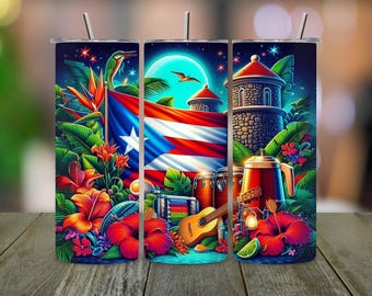 Puerto Rico Flag Tumbler Wrap, 20oz Boricua Sublimation Design (Digital Download)
