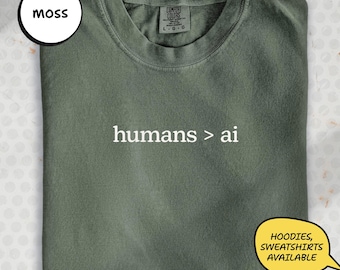 Humans Over AI Tee: Tech Worker Programmer Statement Shirt | LT700