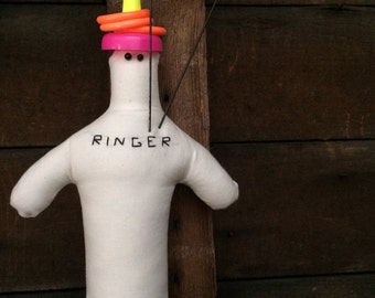 Ringer, voodoo doll, fiber art, sculpture