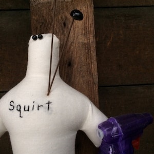 Squirt, voodoo doll, fiber art, sculpture image 1