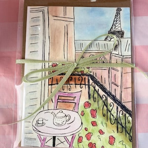 Carte aquarelle Un balcon à Paris