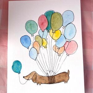 Gelukkige verjaardag Wiener Dog aquarelkaart