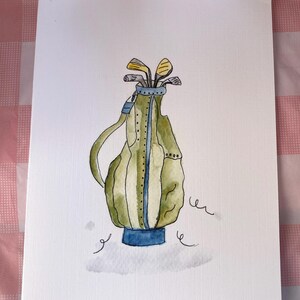 Carte aquarelle sac de golf