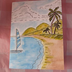 Carte aquarelle plage