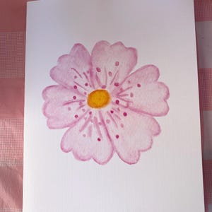 Carte aquarelle fleur rose