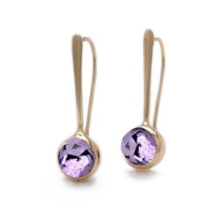 Rose Cut Amethyst Drop Earrings, Sterling Silver, 14K Gold, Amethyst Earrings, Amethyst Jewelry