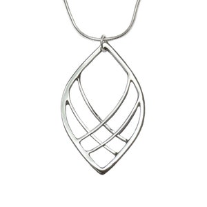 Woven Leaf Necklace | Sterling Silver Necklace, Sterling Silver Pendant, Leaf Necklace, Silver Necklace Chain, Silver Necklace for Women