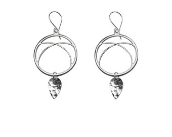 Arc Hoop Earrings with Hammered Sterling Silver | Sterling Silver Earrings, Hammered Silver, Arc Hoop Earrings, Arc Earrings