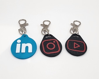 NFC Social Media Keychain/Contact Card 3D Printed Made To Order (Pack of 2)