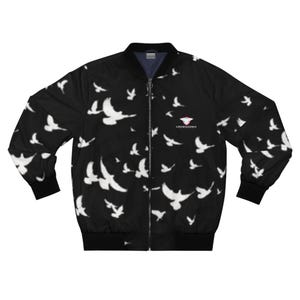 Limited Edition Men&#39;s Bomber Jacket with Soaring Birds Design