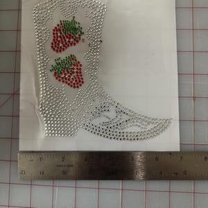 Strawberry cowboy boot Rhinestone Transfer