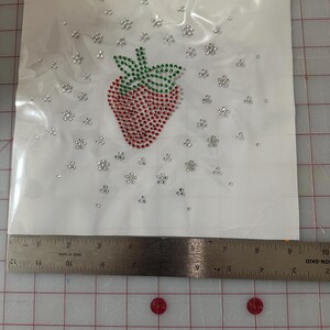 Strawberry with silver confetti dots Rhinestone Transfer