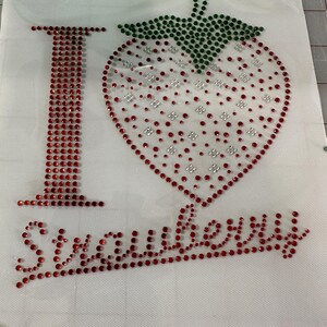 I Love Strawberry Rhinestone Transfer