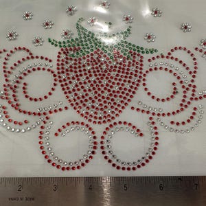 Strawberry berry red swirls Rhinestone Transfer