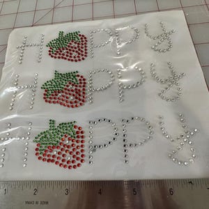 Strawberry happy happy happy Rhinestone Transfer