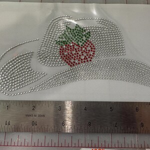Strawberry on cowboy hat Rhinestone Transfer