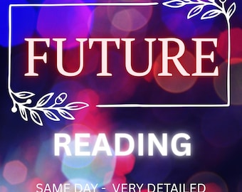 May include: A digital graphic with the word "FUTURE" in large, bold, white letters inside a white rectangular frame. Below, the word "READING" is in white. The background is a blurred mix of purple, blue, and red bokeh lights.