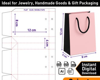 Jewelry Gift Bag Template SVG | Paper Bag Dieline (Digital Download)