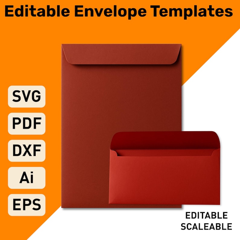 Envelope Template Bundle: DL, Letter, Legal Sizes (SVG, PDF, Canva ...