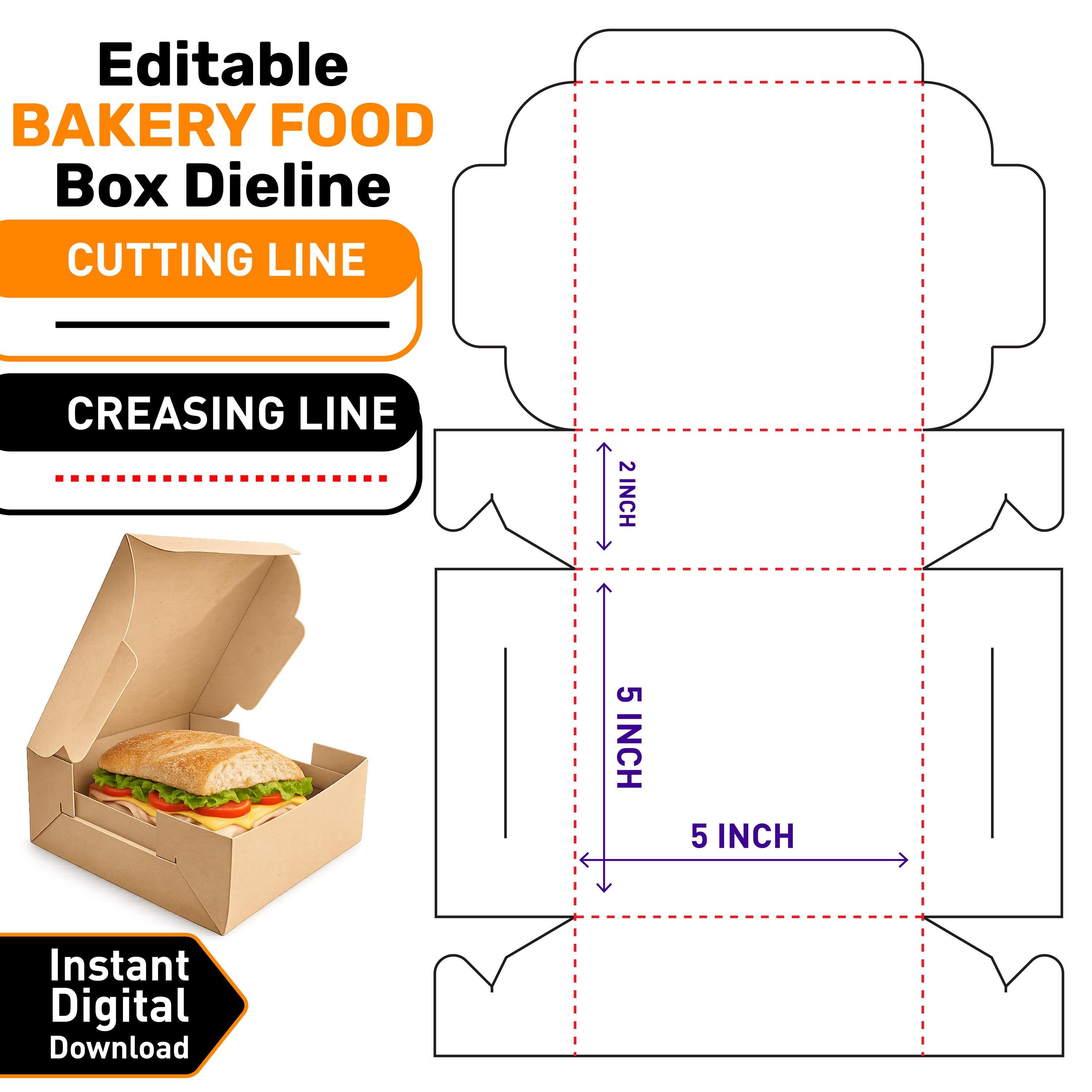 Paper Plate Clamshell Template.pdf Clamshell Food Box Template | 5x5x2 Inch Takeaway Packaging (svg, Dxf ...