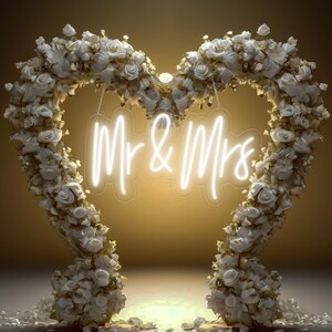 Placa de neon Sr. e Sra., Placa de neon personalizada para casamento, Decoração de casamento, Decoração de parede para casa, Decoração para festa de noivado e casamento, Presente personalizado, Presente de casamento neon
